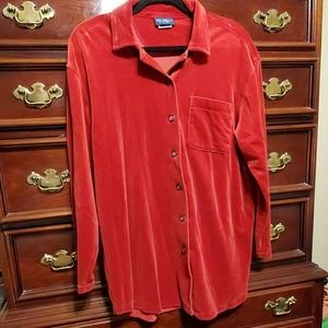 Women's Soft Red Button-down Shirt Size Medium